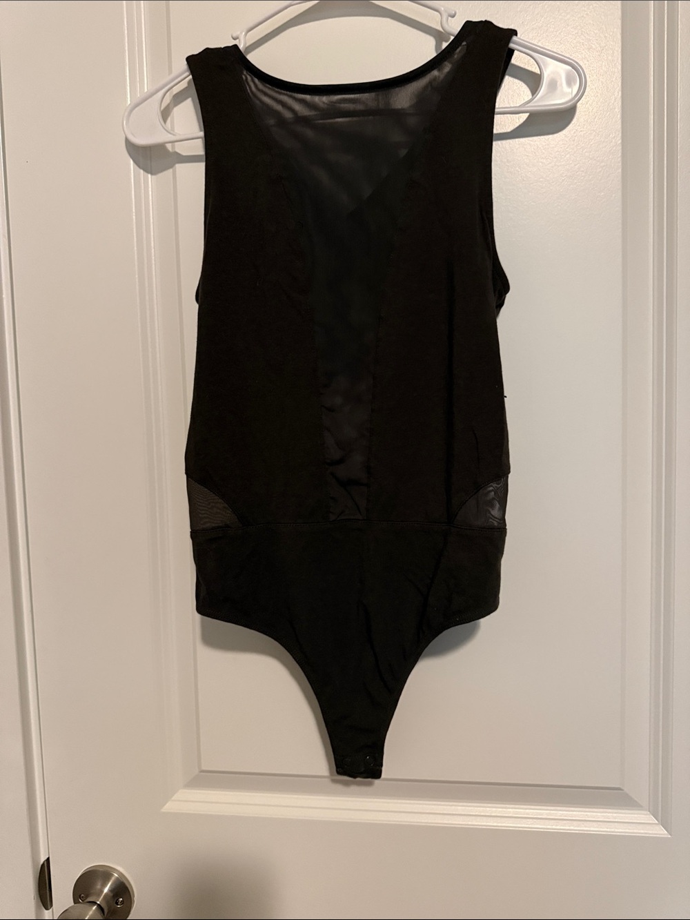 Express Dark Green Sleeveless Mesh-Inset Bodysuit